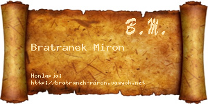 Bratranek Miron névjegykártya